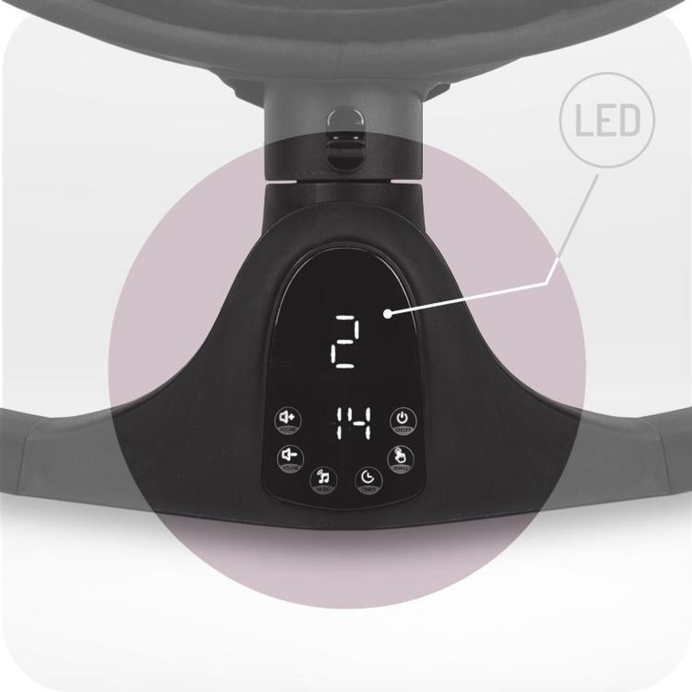MoMi KENANI ONYX Babywippe - 5 Schwingung, Musik Timing, Bluetoothfunktion, LCD-Panel - Schwarz