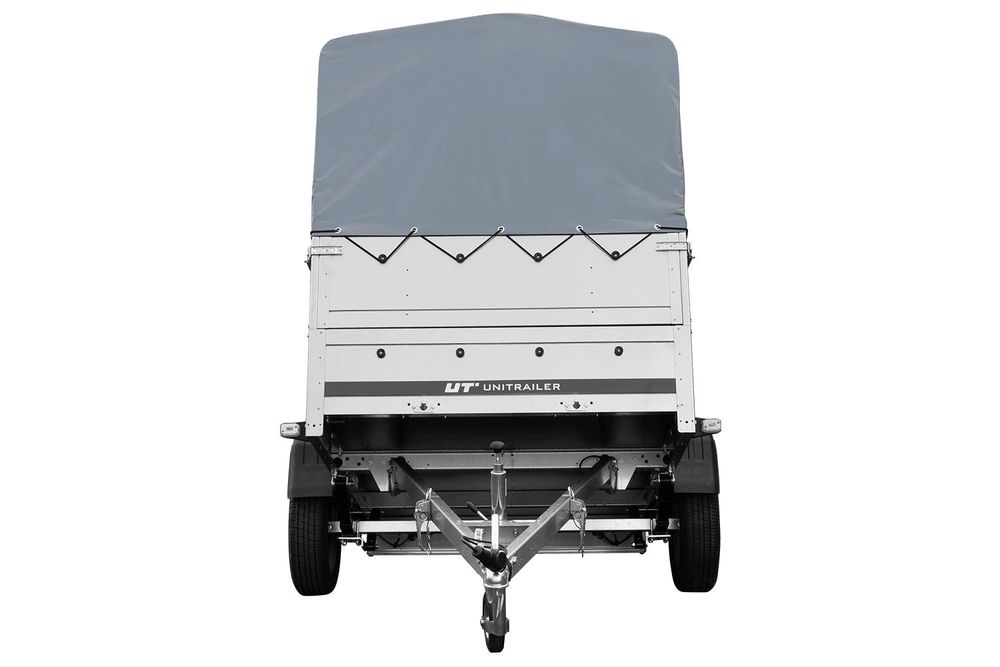 Leichtanhänger auf Federn 200x125 UNITRAILER GARDEN 201/R KIPP mit BIS-Seiten, H-800-Rahmen und grauer Plane