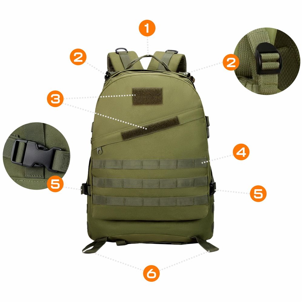 Taktischer Militär Rucksack 20-40L, Outdoor Trekkingrucksack Army Green, Kompakt & Robust für Wandern, ASG & Sport, EVI SPORT Warpack Grün