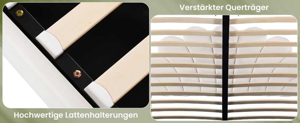 okwish Jugendbett Boxspringbett Polsterbett 140 x 200 cm mit verstellbares Kopfteil in geblümtemform und Lattenrost, Hydraulisches Stauraumbett mit Bettkasten Stauraum(Ohne Matratze)- Beige