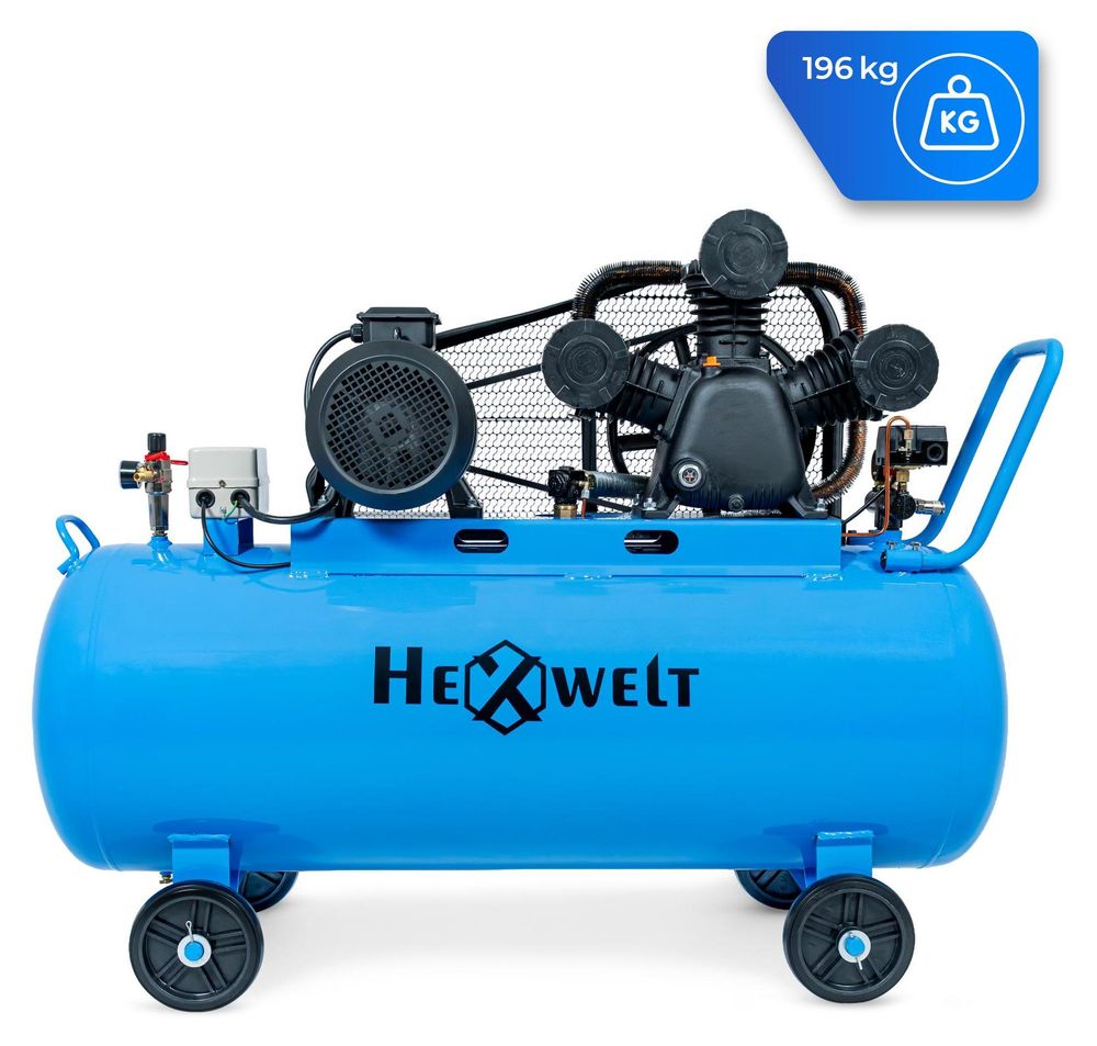 HEXWELT 300L Ölkompressor 7500W 8 Bar 1090L/min Luftkompressor 3-Zylinder Werkstattkompressor 230V