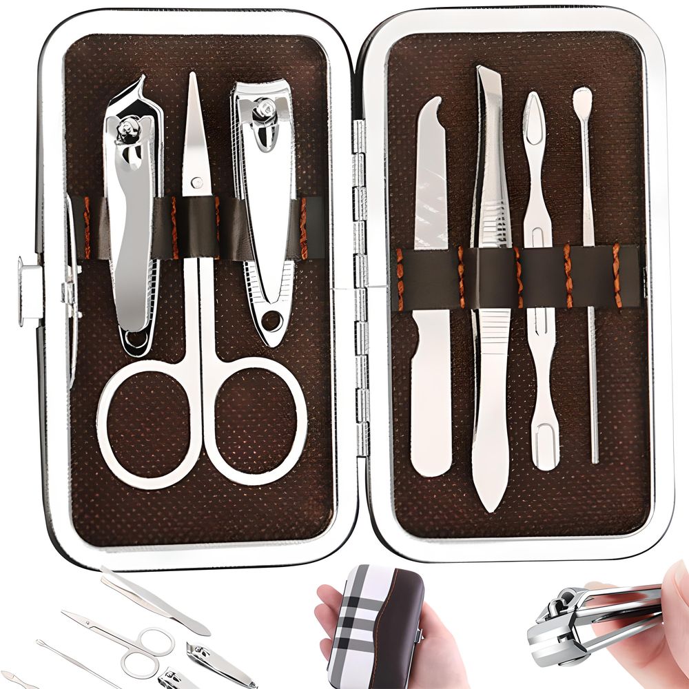 Glamne Maniküre-Set, Nagelknipser-Set, Professionelle Edelstahl Nagelpflege Werkzeuge Leder Reiseetui