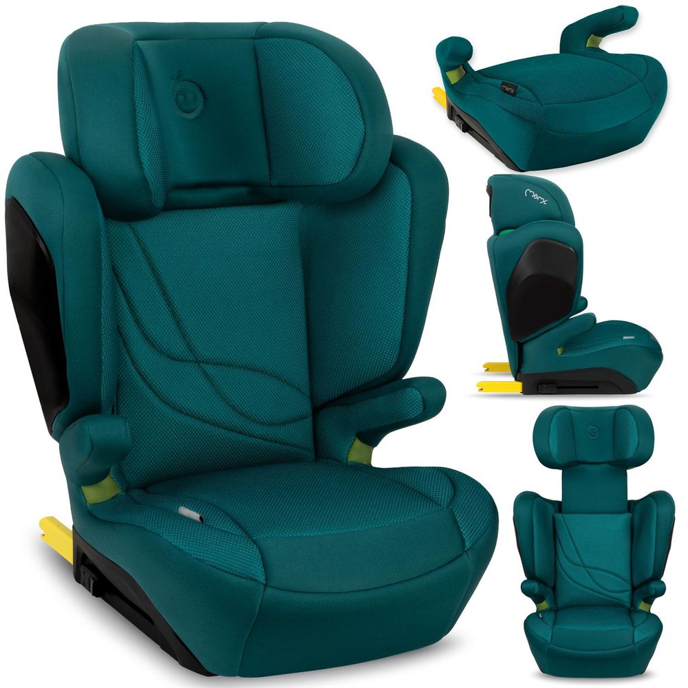 MoMi MEI – i-Size Kindersitz Gruppe 2/3 (100–150 cm, bis 36 kg) mit ISOFIX & 9-fach verstellbarer Rückenlehne – Grün