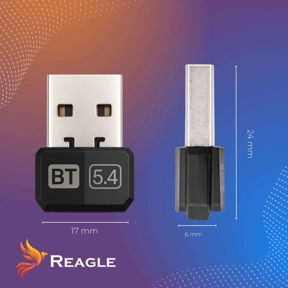 Bluetooth 5.4 Dongle USB Nano Adapter für PC Computer Laptop Sender Empfänger 20m Reichweite Plug and Play für kabellose Maus Kopfhörer Reagle