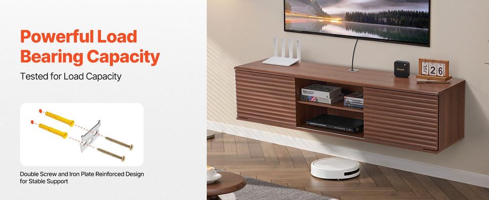 VEVOR TV Schrank hängend Wandhalterung, Fernsehschrank mit verstellbarem Regal &