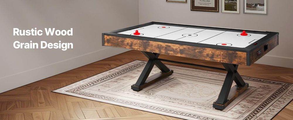 VEVOR 84" Air Hockey Tisch, Indoor Arcade Tisch Spielset mit 2 Schlägern, 2 Pucks, elektronischem Punktesystem, X-förmigen Beinen & Hochleistungsgebläse, luftbetriebenem Hockeyspieltisch für Familien-Spielzimmer Büro, 214 cm