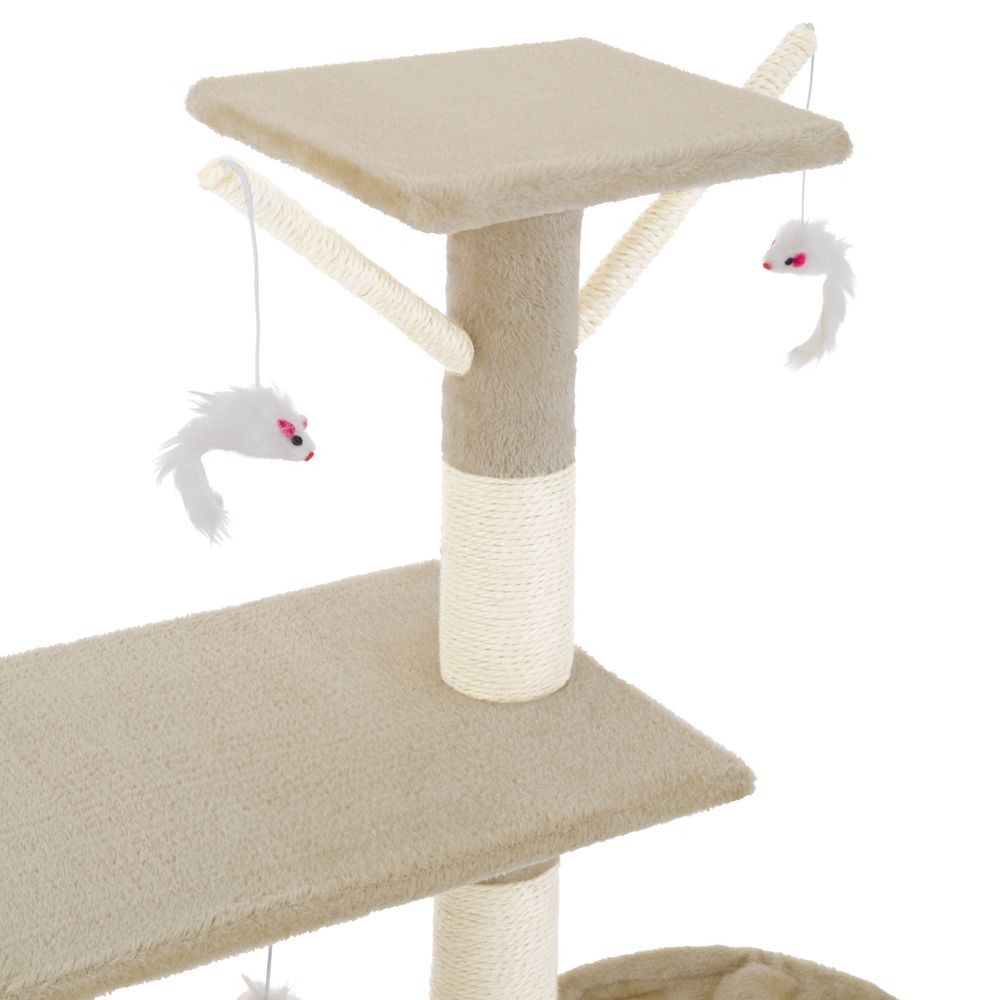 tectake® Kratzbaum Dominik 144 cm inklusive Treppe, 3 Spielmäusen und Kippschutz