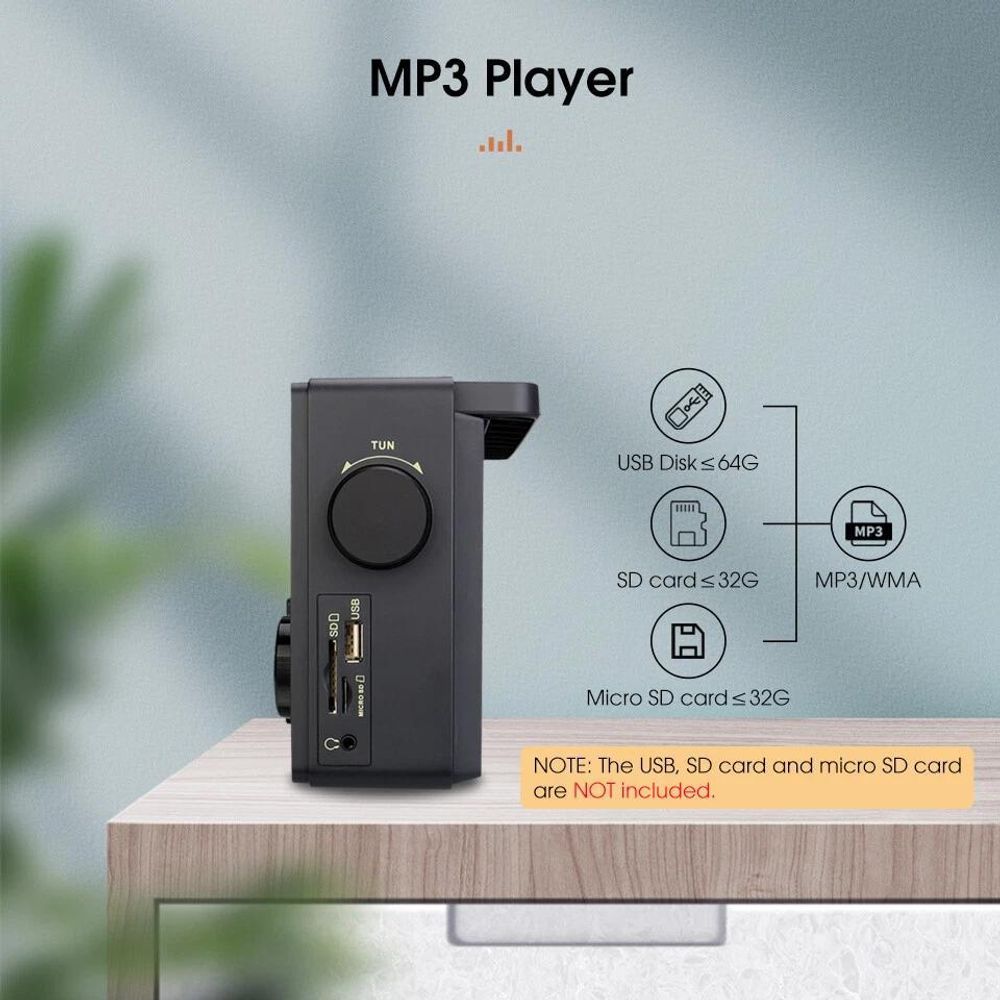 Retekess TR618 Radio Batteriebetrieben, Tragbares Radio, AM FM SW, USB SD TF, 3,5-mm-Kopfhörerbuchse, Kofferradio für Senioren, Küche