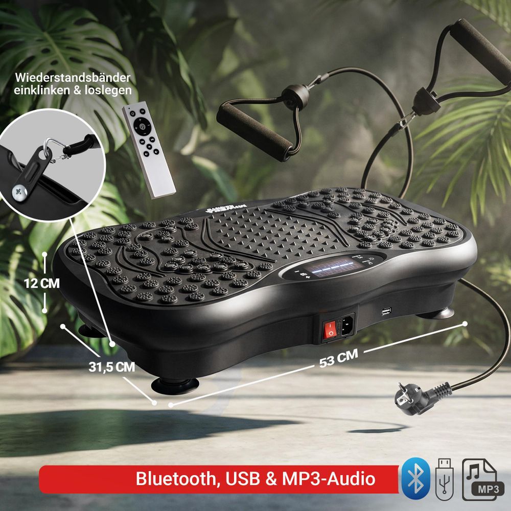 Miweba Sports Vibrationsplatte MV150 | Vibroplatte - LCD Vibrotrainer - Trainingsgerät - bis 150 kg - 120 Intensitätsstufen - Fernbedienung (Schwarz)