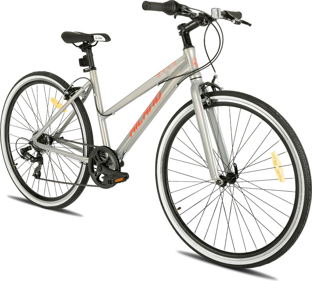 Hiland 700c Cityrad Damenrad Shimano 7 Gang Hybrid Fahrrad Pendlerfahrrad für Frauen 28 Zoll Trekkingrad,Blau