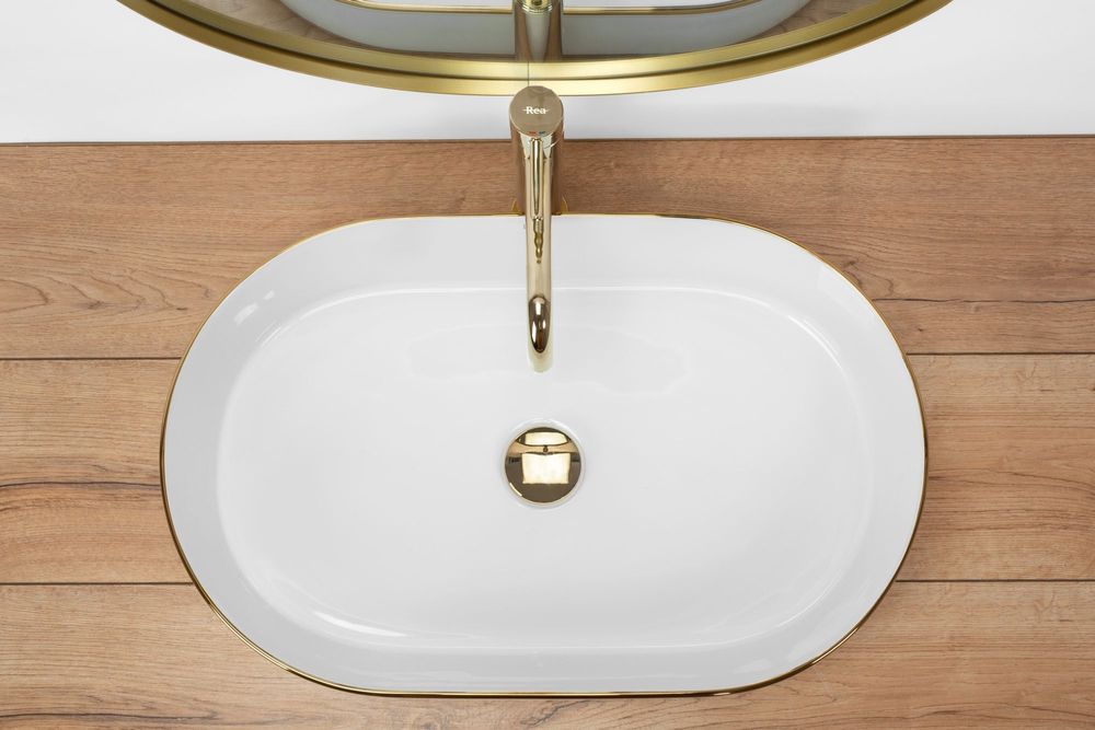 Rea Aufsatzwaschbecken Nadia 60 Oval White Gold