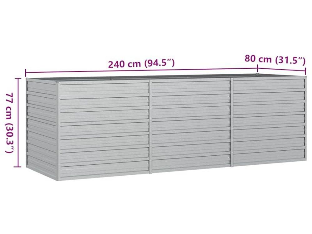 vidaXL Garten-Hochbeet 240x80x77 cm Verzinkter Stahl Silbern