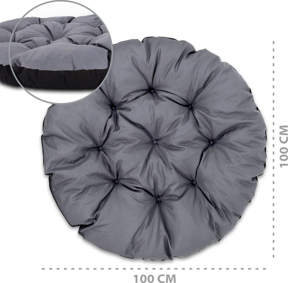 Papasansessel Kissen 100 cm Sitzkissen Outdoor - Hängesessel Stuhlkissen Hängekorb Polster Gartenmöbel Kissen Sitzpolster dicke Sitzauflagen für Rattanmöbel Gartenstühle rund Graphit