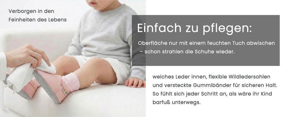 YALION Baby Krabbelschuhe weiches Leder rutschfest Elefant Dunkellila 18/19EU