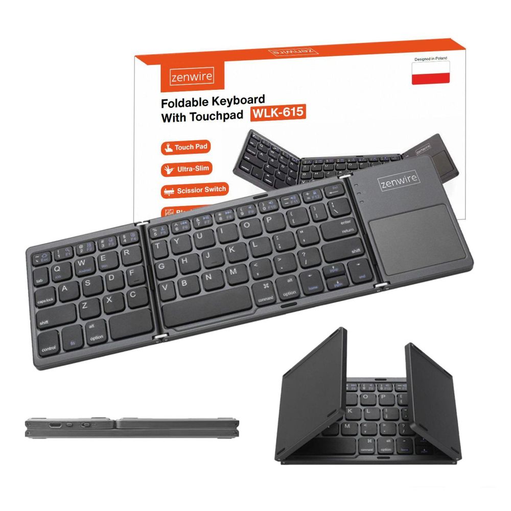 Bezdrátová klávesnice - Bluetooth 5.0 - skládací - přenosná - pro tablety - SLIM - tichá