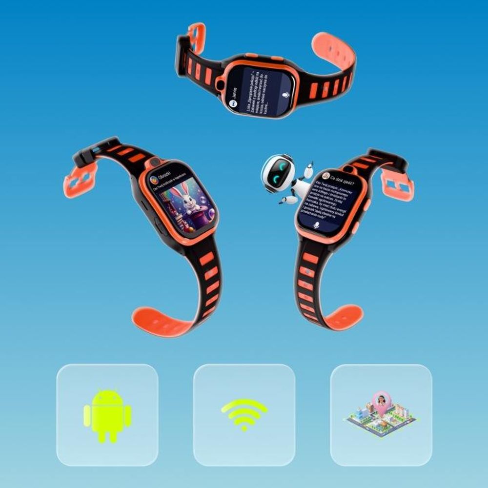 Smartwatch Forever GPS WiFi 4G Kids Boost KW-530 Orange Android KI SOS IPS 2,0" nanoSIM 2 Mpx G-Sensor IP67 GeoFencing Videoanruf 800 mAh