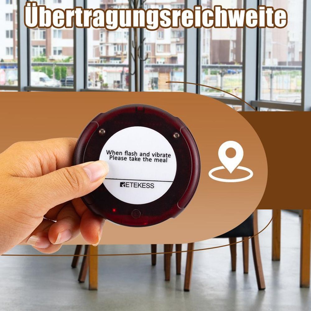 Retekess TD163 Restaurant Pager System, Pager Rufsystem, 500M, 40 Pagers, 31 Rufmod, 300mAh 20H, Pager set für Fast Food, Hotel, Café, Bar