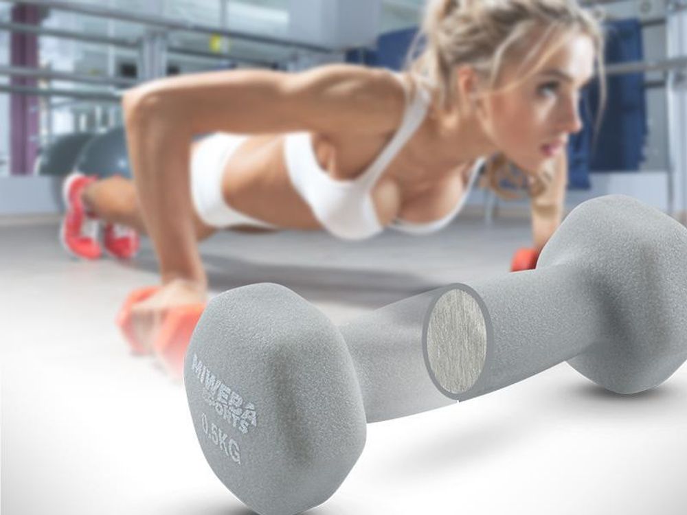 Miweba Sports Profi Neopren Hantel NKH100 | Hantelset - Kurzhanteln - Hexagon - Home Workout - Krafttraining - Anti Rutsch Oberfläche (Grün 2x 0,5 Kg)