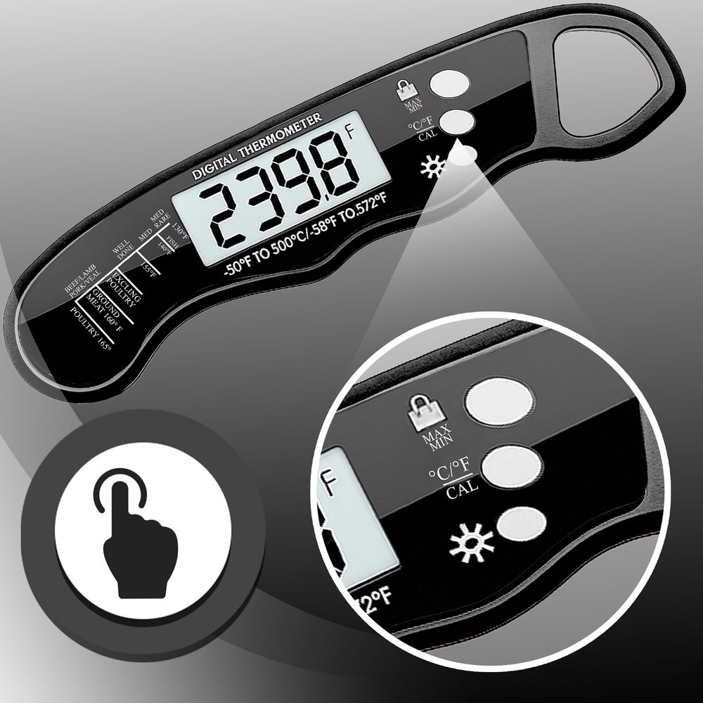 Digitales Küchenthermometer Braten BBQ Koch Thermometer Haushaltsthermometer Küche Universales Kochthermometer Fleischthermometer Fleisch Ofen Retoo