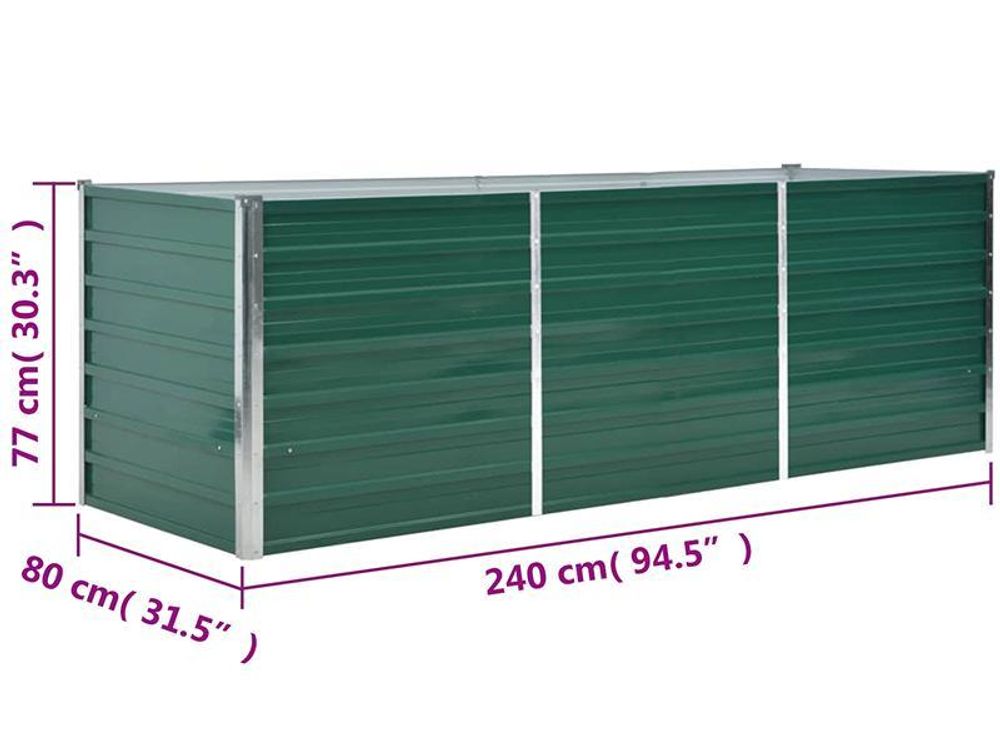vidaXL Garten-Hochbeet Verzinkter Stahl 240x80x77 cm Grün