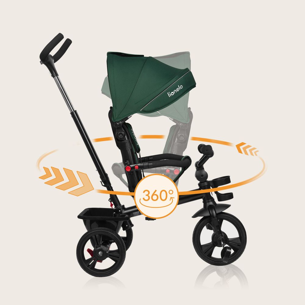 Lionelo Haari Dreirad Kinderdreirad Kinder Lenkstange Fahrrad Baby Kinderwagen Green