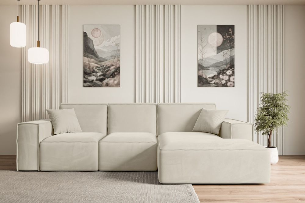 ALTDECOR Ecksofa in L-Form SERRA-L - 266x169x80 cm Beige - Corner Sofa Bett Eckcouch Couch Wohnlandschaft Cauchsofa