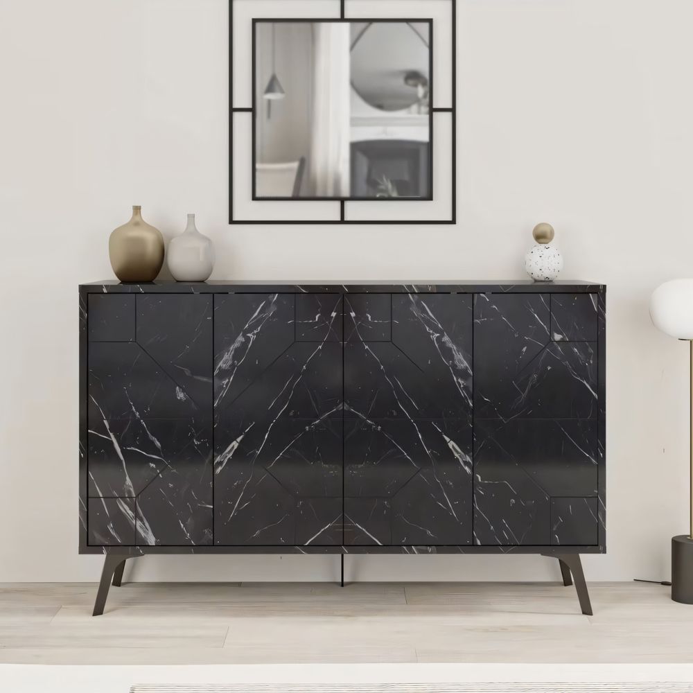 Möbelfolie Klebefolie, Möbelfolie Selbstklebende Folie, Schwarz Marmor Folie 60cm x 5m, Selbstklebende Tapete Küche Aufkleber Folie Wasserdicht Retoo