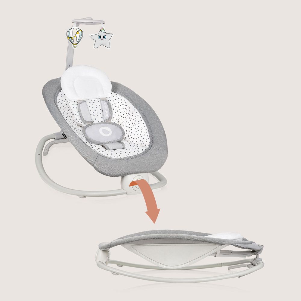Lionelo Pascal babywippe babyschauke babynest baby wippe kinder schaukel bouncer Taubengrau
