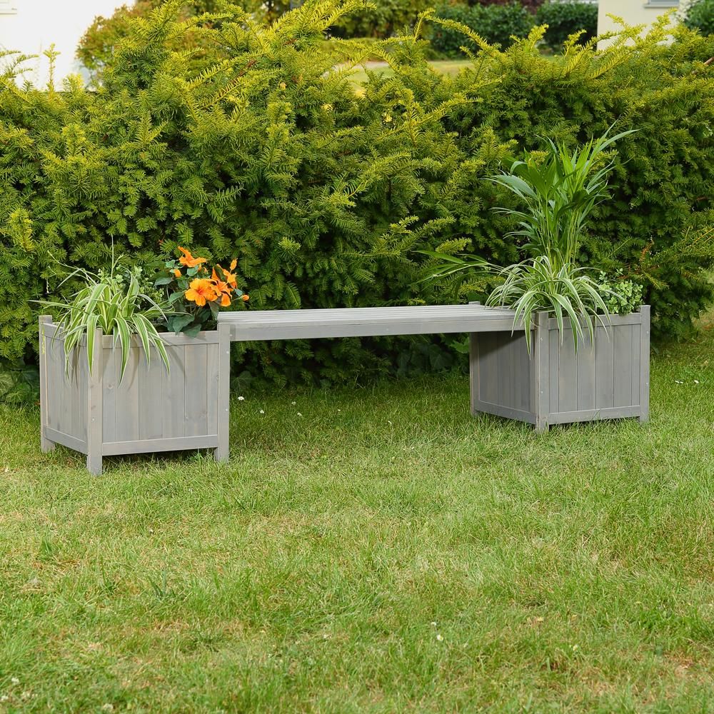 Gartenbank mit Blumenkästen Ho – Detailansicht