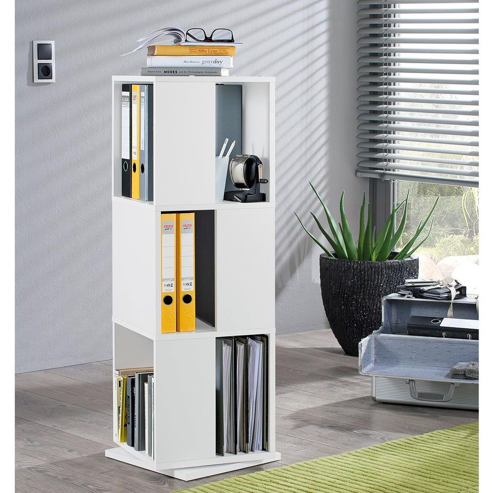 Jork Drehregal – Modernes Turmregal mit 3 Ablagefächern für Büro & Homeoffice