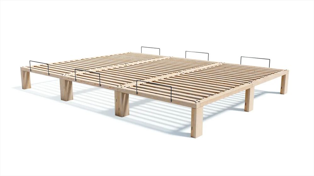 Gigapur G56 Massivholz-Bett 240x200 cm – Kiefer Natur massiv, inkl. Lattenrost & Matratzenbügel, Betthöhe 29 cm, Naturbelassenes Holzbett