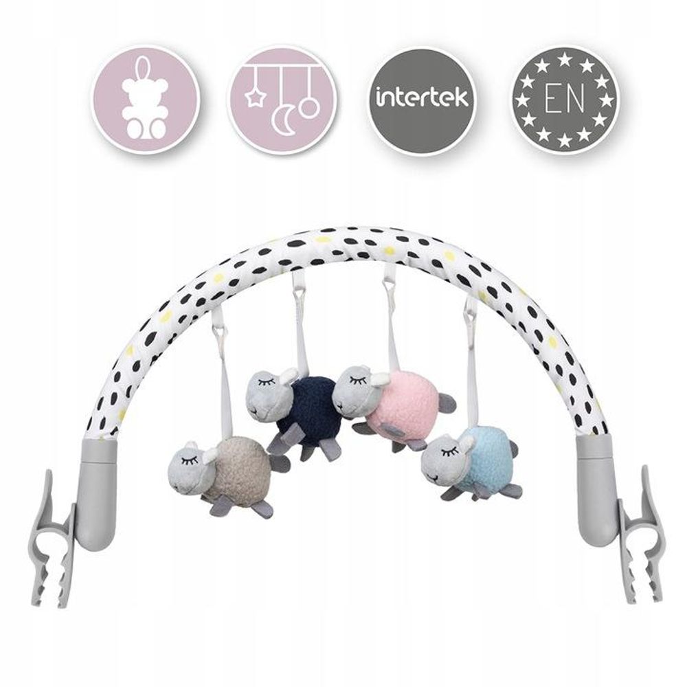 MoMi JOY - Spielbögen für Baby - Spielzeuge- Mobile Tiere - für Kinderwagen, Kinderbett, Buggy