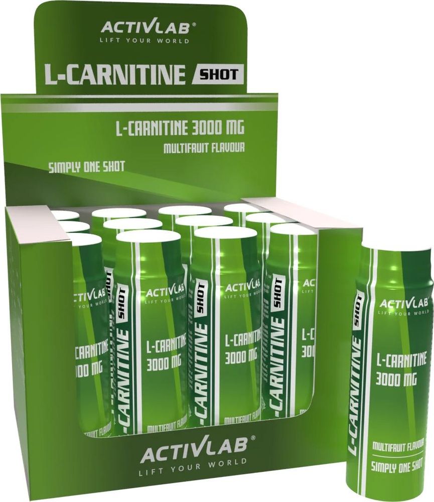 Activlab L-Carnitine Shot 12 x 80 ml, Multifruit, 3000 mg L-Carnitin pro Shot, vor dem Training