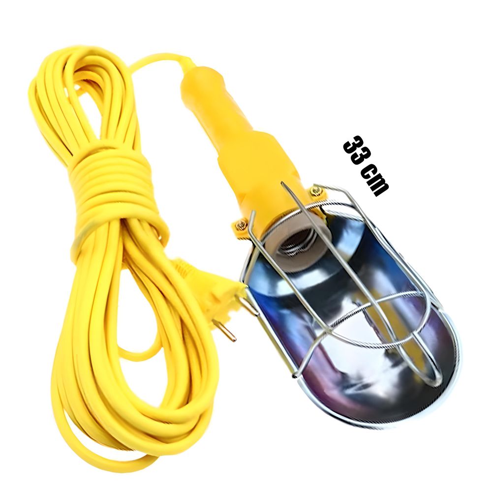 Arbeitsleuchte E27 Baulampe Werkstattleuchte Handleuchte Werkstattlampe Arbeitsstrahler mit 10m Netzkabel Lampenkabel Taschenlampe Gelb Retoo