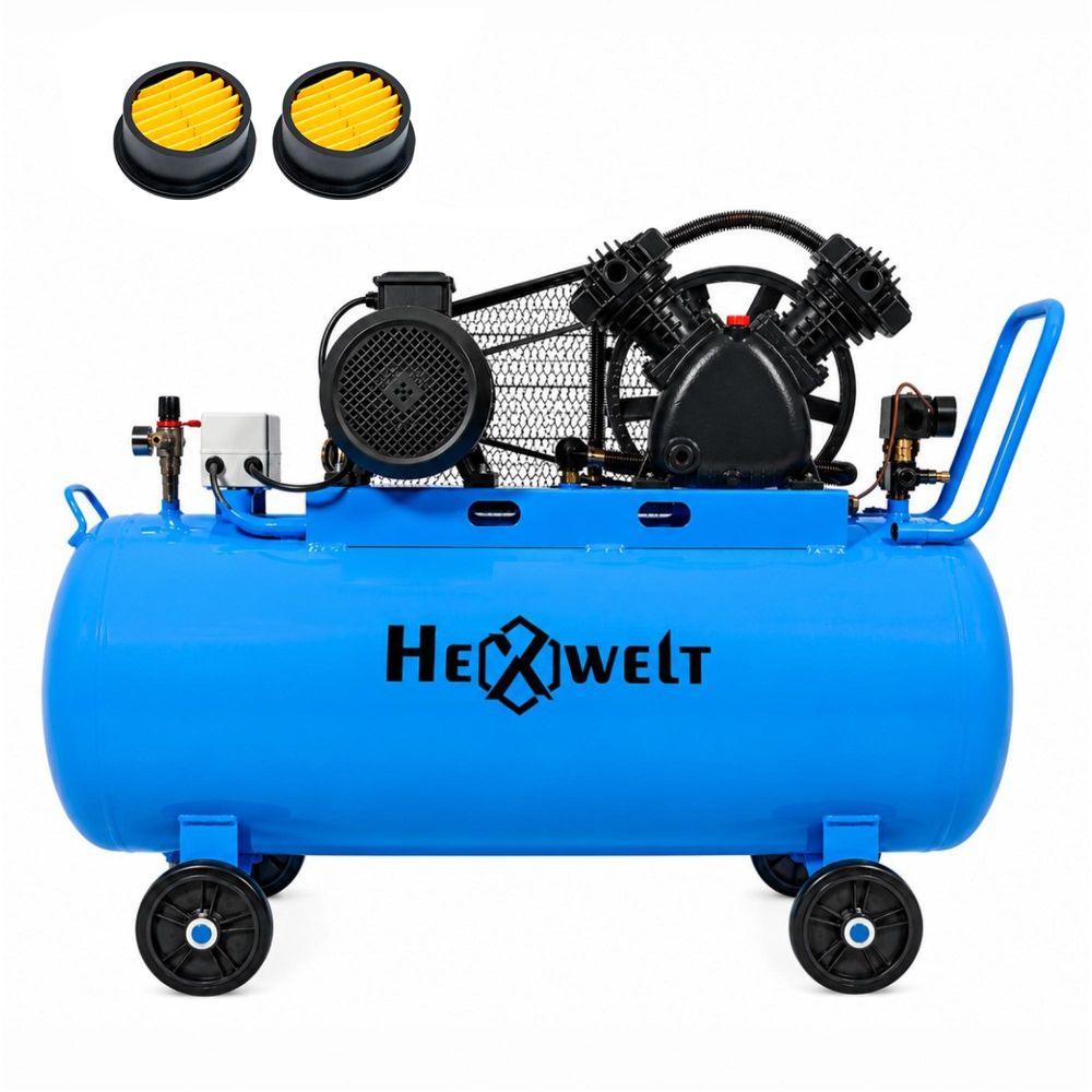 HEXWELT 200L Ölkompressor 5500W 8 Bar 730L/min Luftkompressor 2-Zylinder Werkstattkompressor 230V