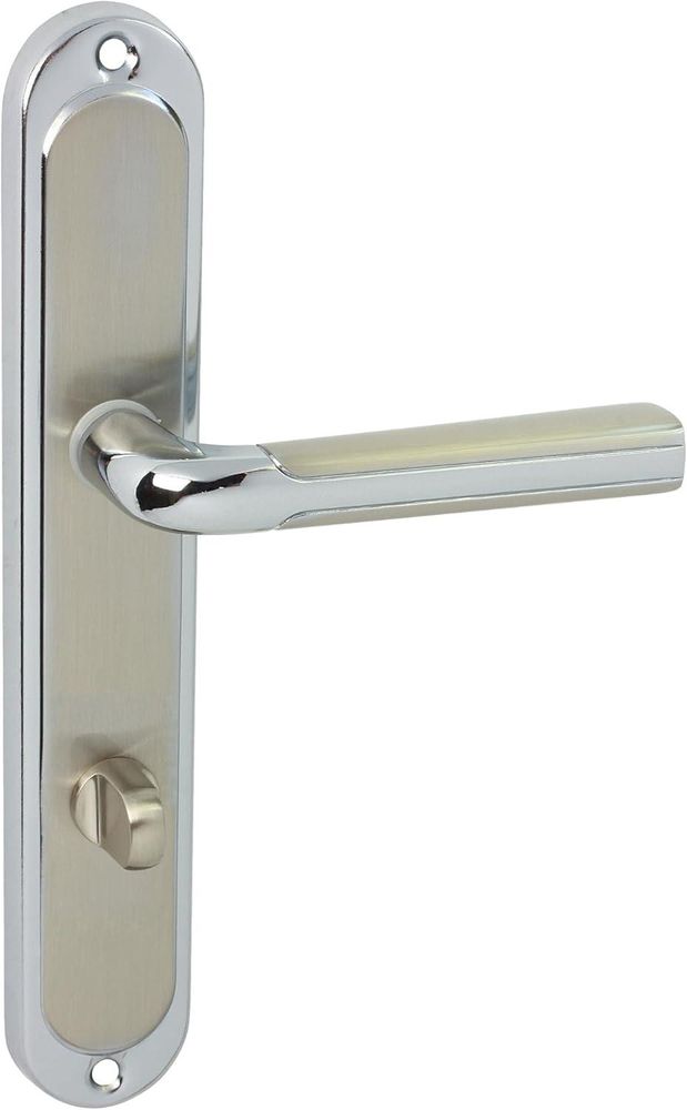 DOMINO Türgriff 78 Drückergarnitur WC - Badezimmer Set | Links & Rechts Türbeschlag für WC/Badezimmertüren | L-Form | Aluminium | Silber | RIO M6/M9 |