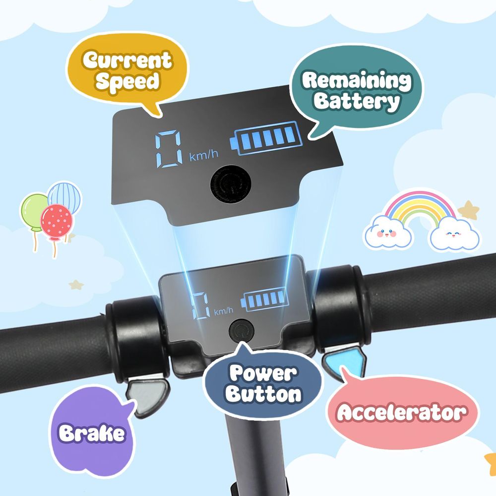 Elektroscooter Mit Stoßdämpfende Funktion, LED-Anzeige, 14km/h, 130W E Scooter, Faltbarer Elektroroller Geschenk Für Kinder Ab 6-12 Jahren- Schwarz