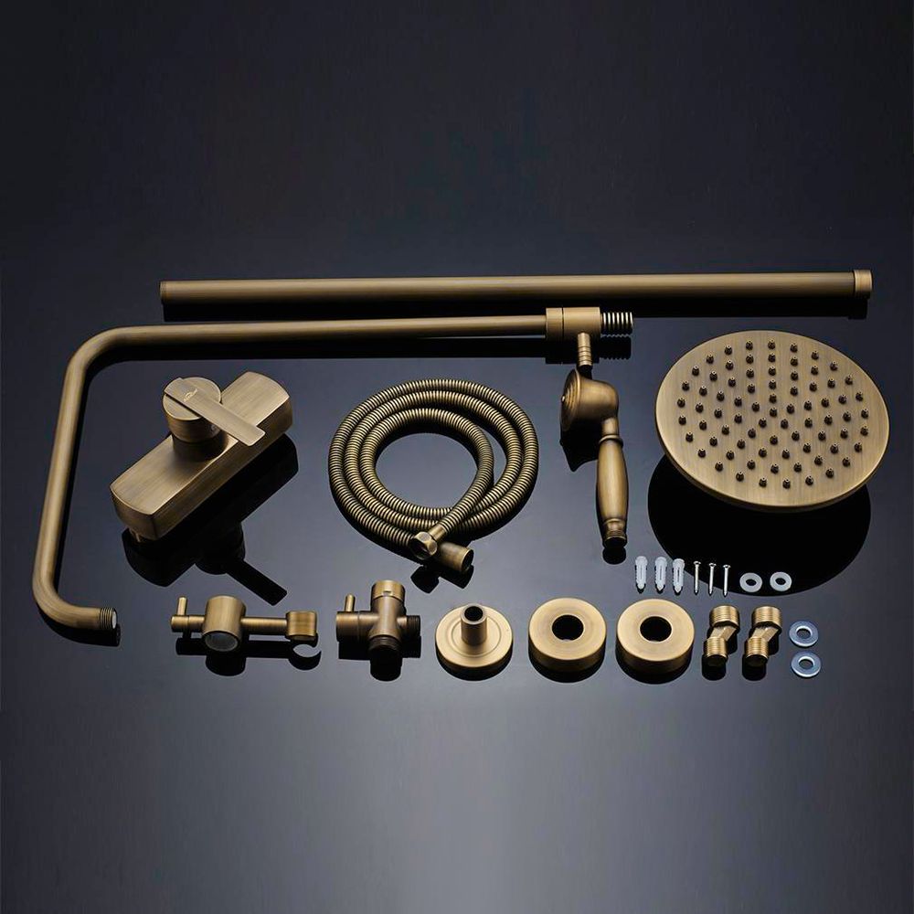 Auralum Antik Duschsäule, Retro Duschsystem aus Vollmessing – Thermostat Duschset für Badezimmer