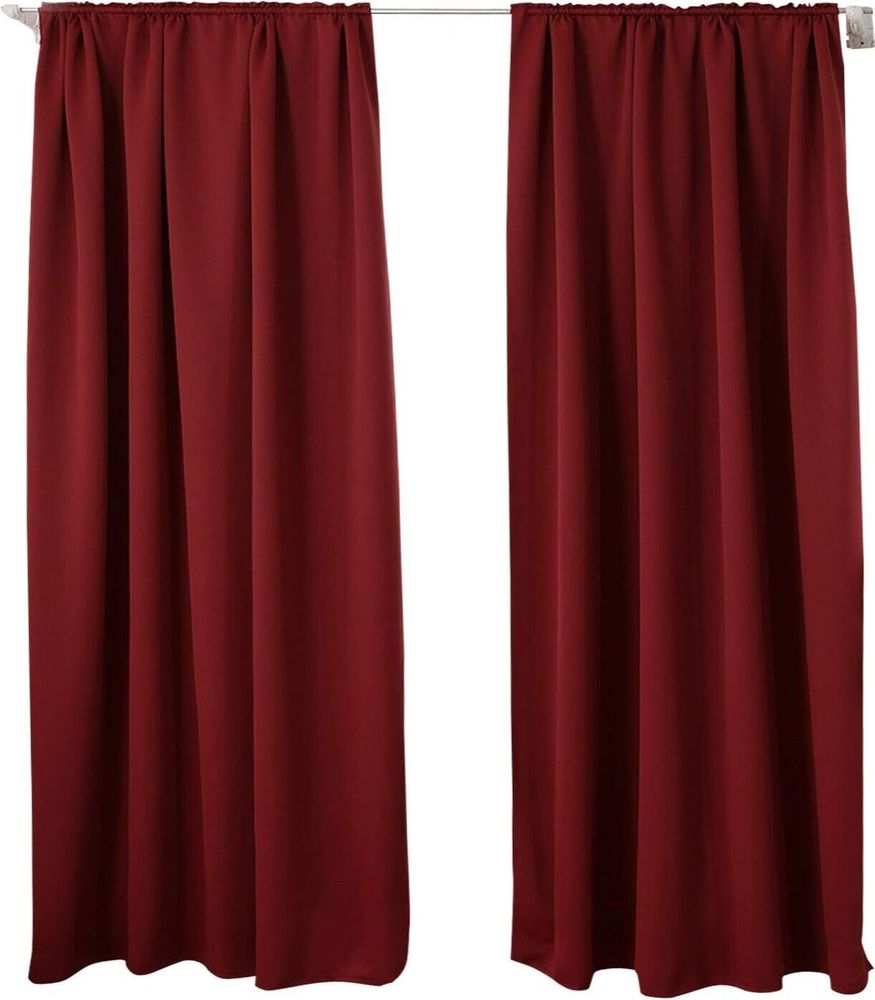 WOLTU 2er Set Gardine blickdicht 250 g/m² mit Kräuselband : Bordeaux 135x175 cm Farbe: Bordeaux Größe: 135x175 cm
