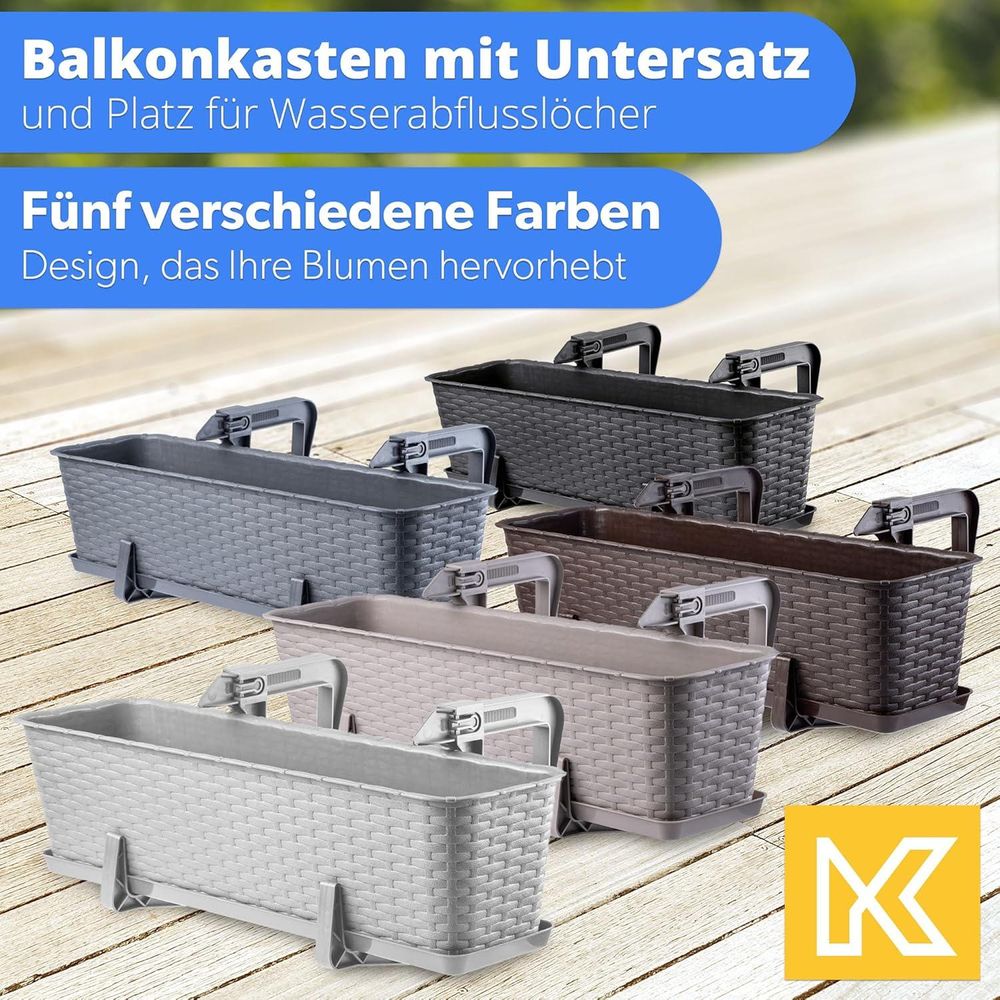 KADAX Blumentopf "Castro", Topf mit Griffen, 60cm, Anthrazit, 4 Stück