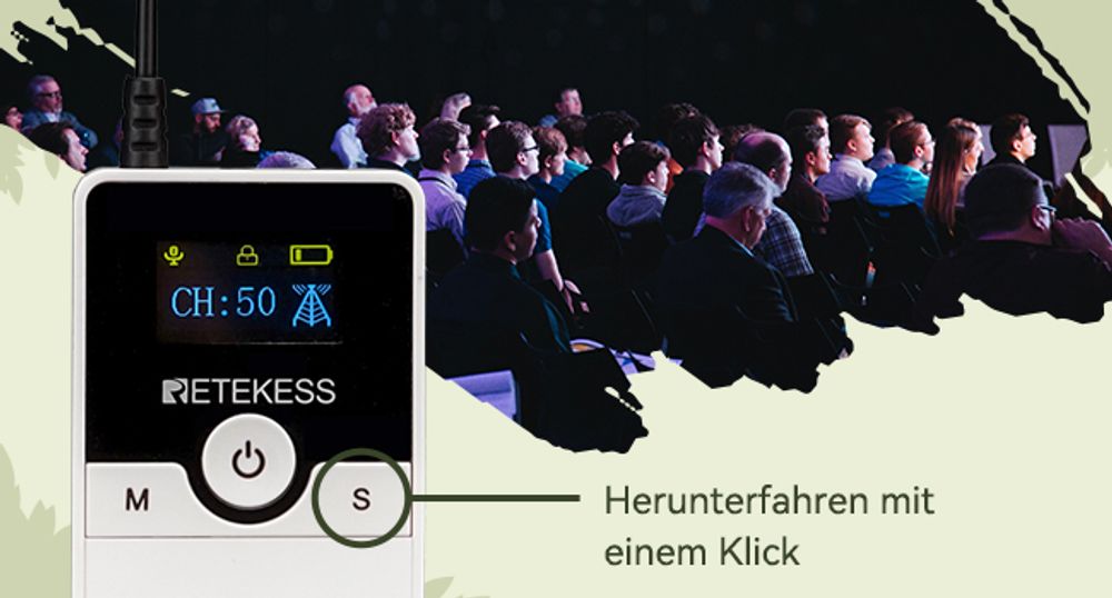 Retekess TT116 Tour Guide System, Drahtloses Reiseleitersystem, 200m, Erklärungssystem, D-Kopfhörer, mit 30 Loch Ladebox, für Tourismus, Fabrikführung