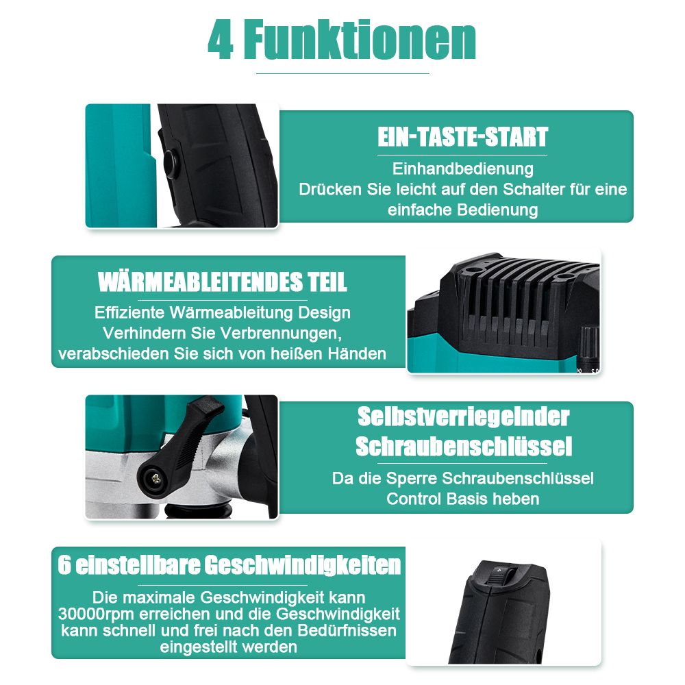 STANEW Oberfräse (1200 W, 6 Geschwindigkeiten 16000-30000 U/min, Ø 6 und 8 mm), Professional Vertical Fresatrice für Holzbearbeitung, Holzfräsmaschine