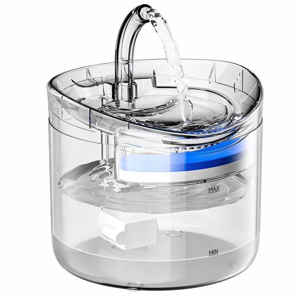 Automatisch Trinkbrunnen 2 Litren für Katzen und Hunde, leiser Wasserbrunnen mit LED-Licht, Haustier Wasserspender, Aktivkohlefilter Retoo