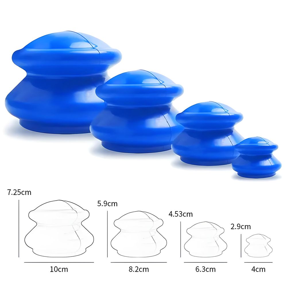 4er Schröpfen Set mit Schröpfgläser aus Silikon Pumpe Hochwertige Vakuum Massage Vakuumpumpe Cupping Schröpfglas Anti Cellulite Cups Retoo