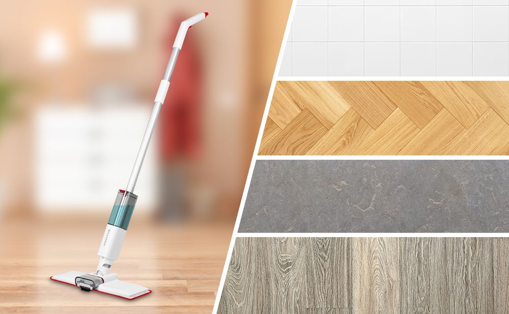 Genius Wischmopp Set 3 in 1 mit Saugfunktion, Saugwischer Kabellos Beutellos, elektrischer Bodenwischer mit LED, Wischer mit Sprühfunktion