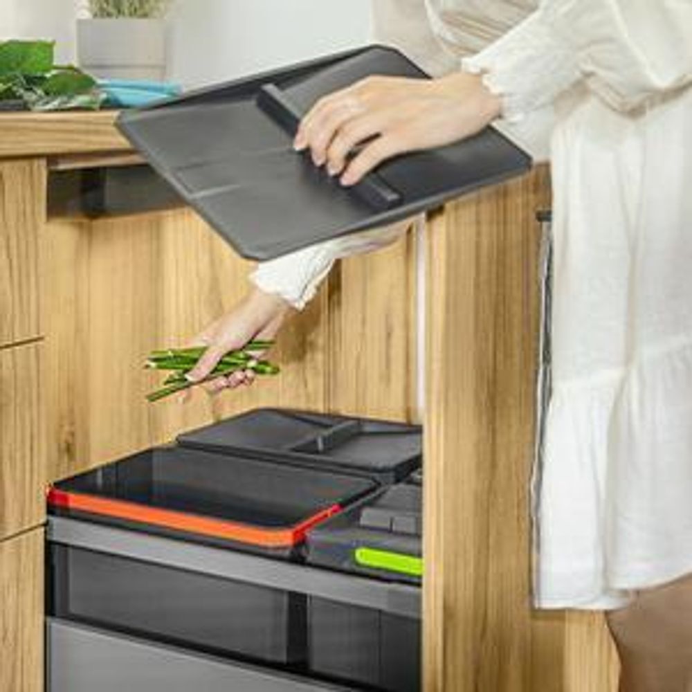 GTV AXISPACE Müll‑ und Sortier‑System 600 mm – 2×15 L + 2×7 L Abfall‑Körbe, anthrazit, kompatibel mit Schubladen