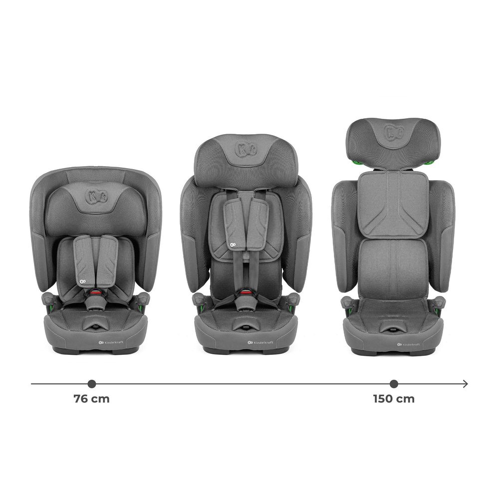 Kinderkraft FIX2GO i-Size – Autokindersitz 76–150 cm – ISOFIX – SAFERIDE SENSOR – H-GUARD+ – EASY GROW – klappbar – AIR FLOW – R129 - Navy