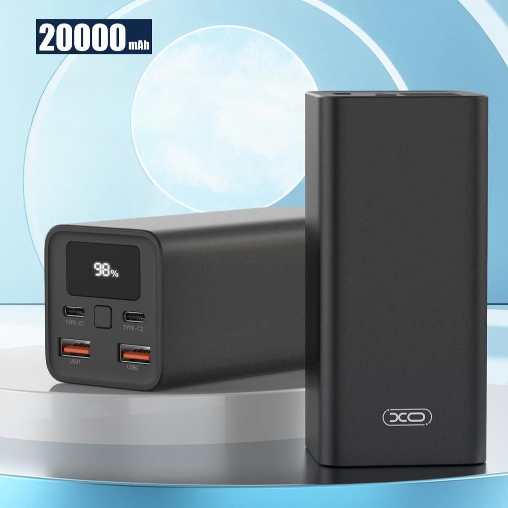 Powerbank XO PB97 20000mAh 65W PD QC für Laptop Schwarz