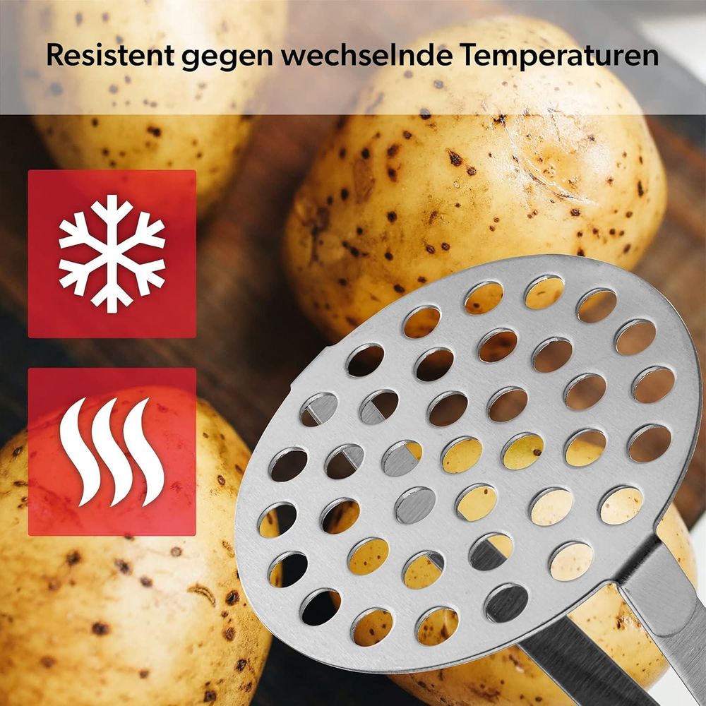 KADAX Kartoffelstampfer mit Lochplatte, Gemüsestampfer aus Edelstahl, Küchenstampfer mit ovalem Griff