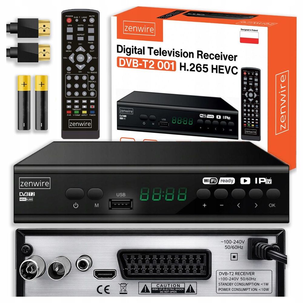 Satellitendecoder, ZENWIRE, Tuner, USB-Box, TV, DVB-T2 HEVC H.265 Full HD
